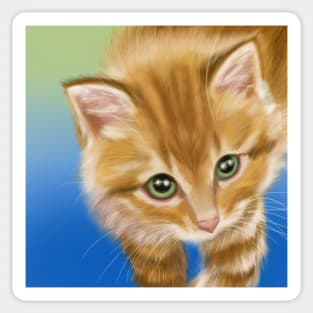 Smitten by a Yellow Tabby Kitten Sticker